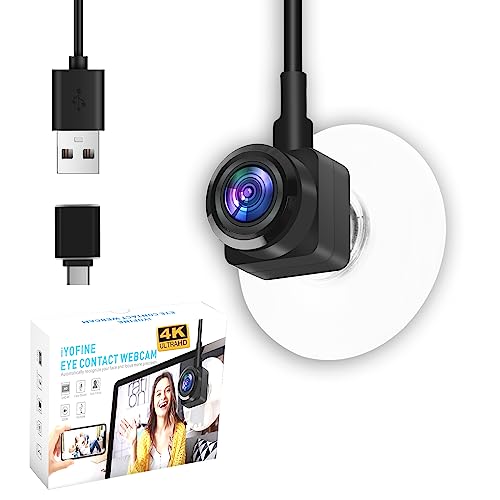IYOFINE Augenkontakt-4K-Webcam mit Saugnapf im mittleren Bildschirm, 8 MP IMX179 CMOS, Zoom-Objektiv, Autofokus-Kamera, schafft eine positive Verbindung bei jedem Anruf/Konferenz. von IYOFINE