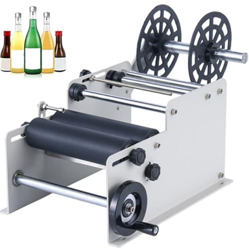 IYUESQ Etikettiermaschine für runde Flaschen, manuelle Flaschenetikettiermaschine, Etikettiermaschine für Selbstklebende Etiketten, Etikettenbreite (weiß) von IYUESQ