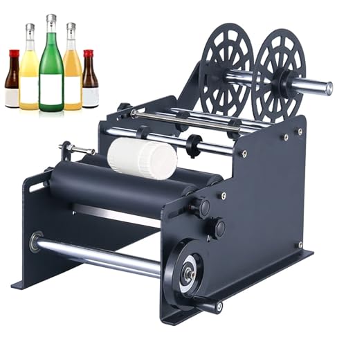 IYUESQ Flaschenetiketten-Applikator, manuelle runde Etikettiermaschine, Keine Blasenfalten, für Getränkegeschäfte, Brauereien, Catering (schwarz) von IYUESQ