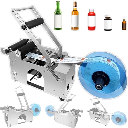 IYUESQ Halbautomatische Etikettiermaschine für runde Flaschen (20–40 Stück/min) – 15–120 mm Durchmesser, selbstklebendes Etikettierwerkzeug, für Plastikflaschen, Glasflaschen, Metallflasc von IYUESQ