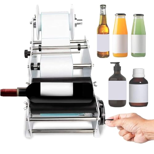 IYUESQ Handbetriebener, Verstellbarer Etikettierer (30 Stück/min) – Breite: 1–11 cm + Länge: 1–30 cm, halbautomatische Etikettenapplikatormaschine, für Plastikflaschen, Glasflaschen, Meta von IYUESQ