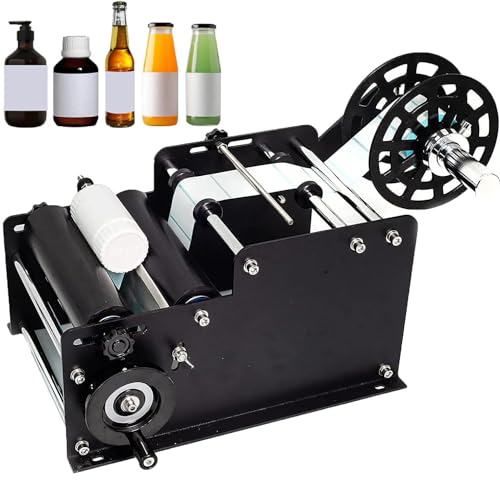 IYUESQ Handbetriebener, Verstellbarer Etikettierer (30 Stück/min) – Breite: 1–11 cm + Länge: 1–30 cm, halbautomatische Etikettenapplikatormaschine, für Plastikflaschen, Glasflaschen, Meta von IYUESQ