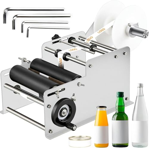 IYUESQ Manuelle Etikettiermaschine für runde Flaschen, Einstellbarer halbautomatischer Etikettenapplikator für Dosen und Flaschen, 25 Stück/min für 10–110 mm breite und 10–300 mm Lange Et IYUESQ Manuelle Etikettiermaschine für runde Flaschen, Einstellbarer halbautomatischer Etikettenapplikator für Dosen und Flaschen, 25 Stück/min für 10–110 mm breite und 10–300 mm Lange Et von IYUESQ