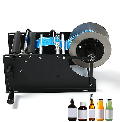 IYUESQ Manuelle Flaschenetikettiermaschine, halbautomatische runde Etikettiermaschine, Edelstahlgehäuse, robust und langlebig, geeigneter Flaschendurchmesser 15–150 mm, für Dosen, Kunstst von IYUESQ
