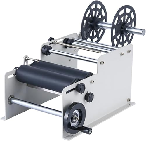 IYUESQ Manuelle Rundetikettiermaschine. Für runde Flaschen, Etikettenbreite 10 bis 130 mm und Länge 10 bis 300 mm, 15 bis 20 Stück/min und blasenfrei (weiß) von IYUESQ