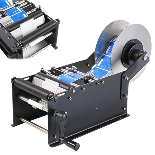 IYUESQ Manuelle runde Etikettiermaschine, Flaschenetikettierer, Edelstahlgehäuse, Innendurchmesser des Etiketts 76 mm, Behälterdurchmesser 15–120 mm, H<200 mm, für runde Flaschen aus Gl IYUESQ Manuelle runde Etikettiermaschine, Flaschenetikettierer, Edelstahlgehäuse, Innendurchmesser des Etiketts 76 mm, Behälterdurchmesser 15–120 mm, H<200 mm, für runde Flaschen aus Gl von IYUESQ