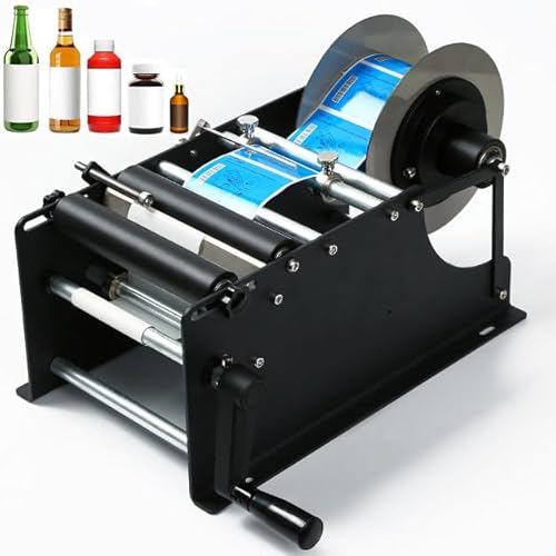 IYUESQ Manuelle runde Etikettiermaschine (30 Mal/Min.) – 10–150 mm, Verstellbarer Etikettenspender, für Flaschen aus Glas, Kunststoff und Metall von IYUESQ