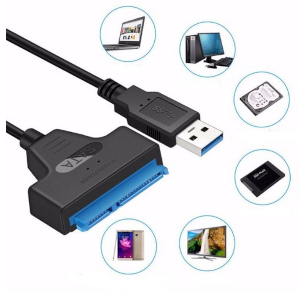 IZOXIS USB 3.0 zu SATA 3 Adapter Konverter HDD SSD LED 32cm W7/8/10/11 Computer-Adapter, 32 cm IZOXIS USB 3.0 zu SATA 3 Adapter Konverter HDD SSD LED 32cm W7/8/10/11 Computer-Adapter, 32 cm von IZOXIS