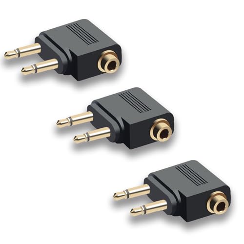 IZyufan 3 Stück Flugzeug Adapter, Airline Adapter Flugzeugadapter 3,5 mm Stereo Buchse Audio für Kopfhörer für alle Airlines von IZyufan