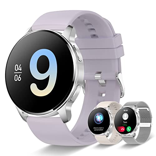 Iaret Smartwatch, 1,32 Zoll runde Armbanduhr mit Telefonfunktion personalisiertem Bildschirm, Musiksteuerung, Herzfrequenz, Schrittzähler, Kalorien, usw. IP68 Wasserdicht Fitness Tracker von Iaret