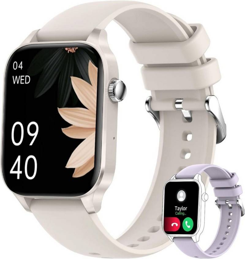 Iaret Smartwatch (1,85 Zoll, Android iOS), Damenuhr mit telefonfunktion schlafmonitor schrittzähler fitnessuhr von Iaret