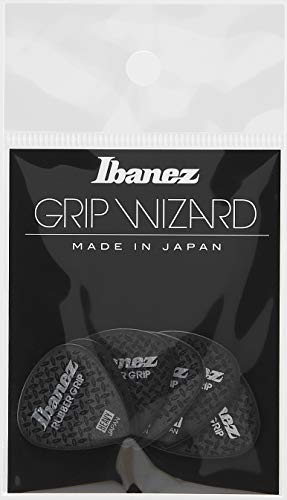 IBANEZ Grip Wizard Series Rubber Grip Flat Pick - schwarz 6 Stück (PPA16HRG-BK) von Ibanez