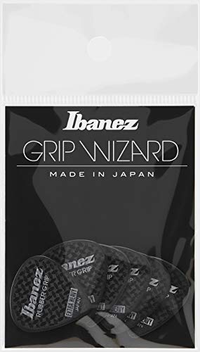 IBANEZ Grip Wizard Series Rubber Grip Flat Pick - schwarz 6 Stück (PPA16XRG-BK) von Ibanez