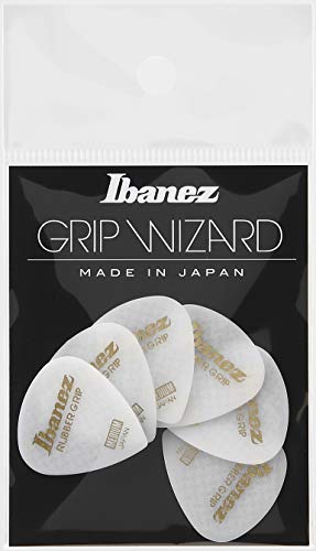 IBANEZ Grip Wizard Series Rubber Grip Flat Pick - weiß 6 Stück (PPA16MRG-WH) von Ibanez