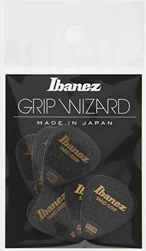 IBANEZ Grip Wizard Series Sand Grip Flat Pick - schwarz 6 Stück (PPA14MSG-BK), 7.9 x 6.3 x 0.5 cm von Ibanez