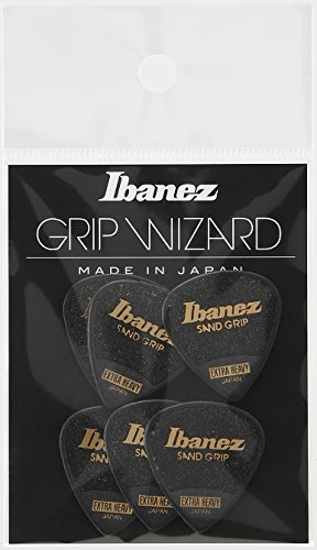 IBANEZ Grip Wizard Series Sand Grip Flat Pick - schwarz 6 Stück (PPA16XSG-BK) von Ibanez