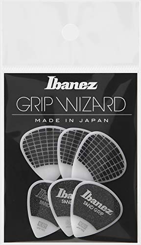 IBANEZ Grip Wizard Series Sand Grip Flat Pick - weiß 6 Stück (PPA16HSG-WH) von Ibanez