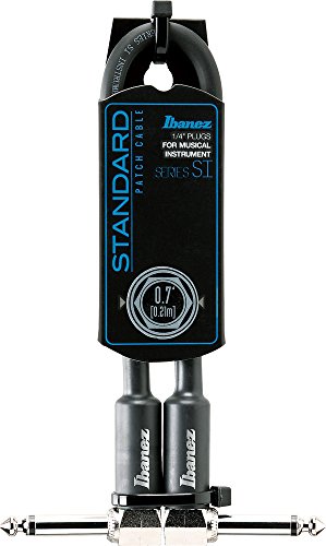 IBANEZ SI Serie (Standard) Instrumentenkabel - 2 abgewinkelte Stecker 3-teiliges Set Patch Kabel - Klinke - Klinke, Schwarz - 0,21 m / 0,7 ft (SI07P) von Ibanez