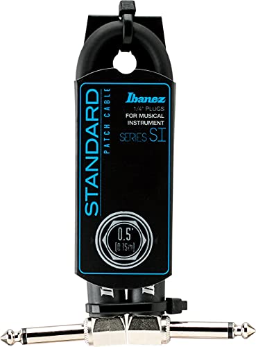 IBANEZ SI Serie (Standard) Instrumentenkabel - 2 abgewinkelte Stecker Patch Kabel Klinke/Klinke - Klinke, Schwarz - 0,15 m / 0,5 ft (SI05P) von Ibanez