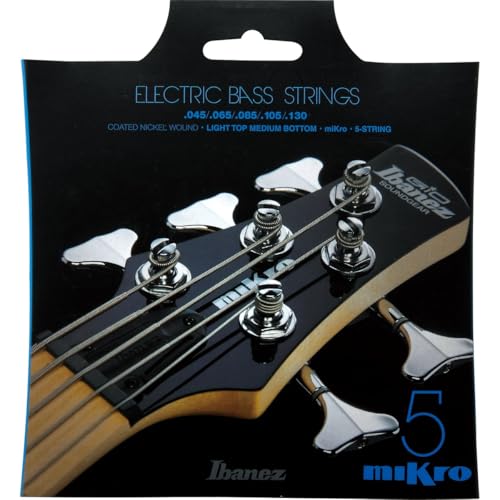 IBANEZ Saiten Set für 5 String Mikro Bass 28.6" Mensur - .045/.065/.085/.105/.130 Nickel Wound (IEBS5CMK) von Ibanez