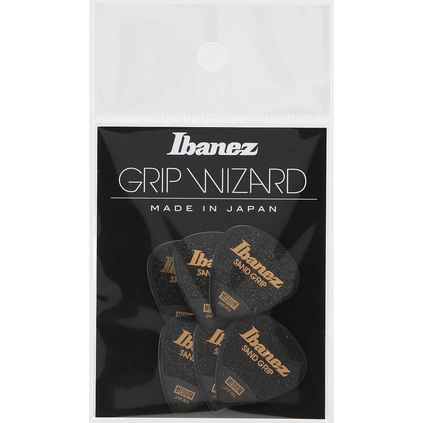 Ibanez PPA16MSGBK Grip Wizard Sand Grip Medium Plectrums (Pack of 6, Black) von Ibanez