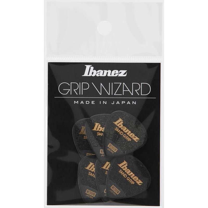 Ibanez PPA16MSGBK Grip Wizard Sand Grip Medium Plectrums (Pack of 6, Black) von Ibanez