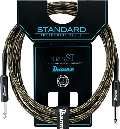 Ibanez SI10-CGR 10 ft 2 Straight Plugs Standard Woven Instrument Cable - Camouflage Green von Ibanez