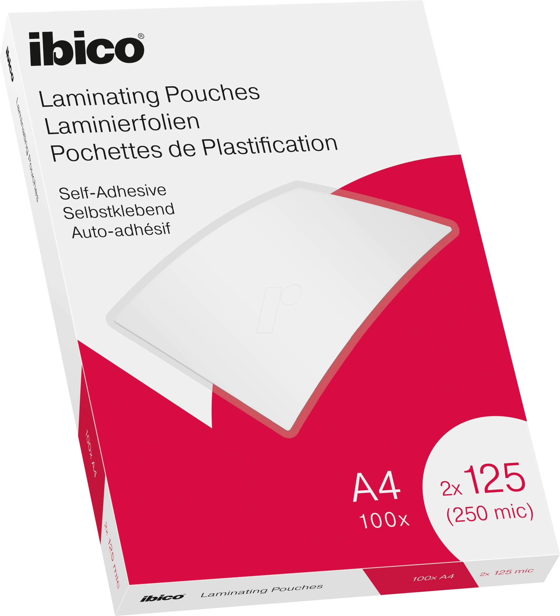 IBICO 627325 - Laminiertasche, A4, 2x125Mic, selbstklebend, 100St von Ibico