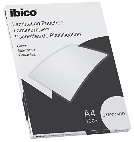 Ibico Basics Laminierfolien A4 110 mic, 100 Stück, glänzende Heißlaminierfolien, abgerundete Ecken, transparent, ideal für Schule oder Büro, 627310 von Ibico