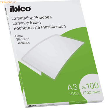Ibico Laminierfolie für A3 100 Micron glänzend VE=100 Stück glasklar von Ibico