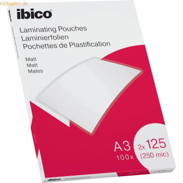 Ibico Laminierfolie für A3 125 Micron matt VE=100 Stück farblos von Ibico