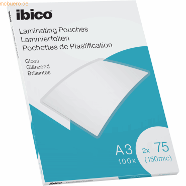Ibico Laminierfolie für A3 75 Micron glänzend VE=100 Stück glasklar von Ibico