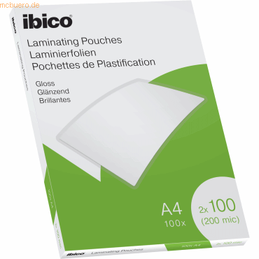 Ibico Laminierfolie für A4 100 Micron glänzend VE=100 Stück glasklar von Ibico