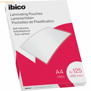 Ibico Laminierfolie für A4 125 Micron selbstklebend VE=100 Stück farbl von Ibico
