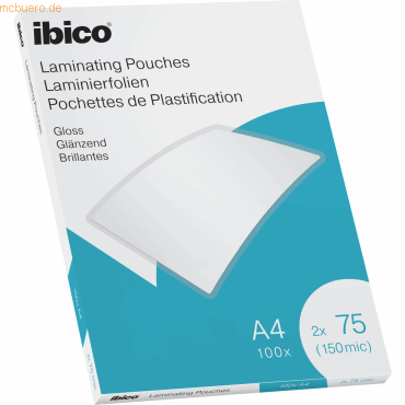 Ibico Laminierfolie für A4 75 Micron glänzend VE=100 Stück glasklar von Ibico