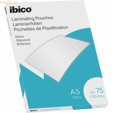 Ibico Laminierfolie für A5 75 Micron glänzend VE=100 Stück glasklar von Ibico