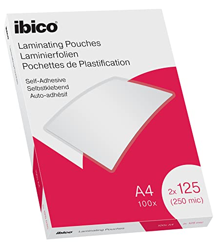 Ibico Selbstklebende Laminierfolien A4 250 Mikron (2 x 125 mic), 100 Stück, Glänzende Heißlaminierfolien, Abgerundete Ecken, Transparent, Kristallklar, Ideal für Hinweisschilder und Dokumente, 627325 Ibico Selbstklebende Laminierfolien A4 250 Mikron (2 x 125 mic), 100 Stück, Glänzende Heißlaminierfolien, Abgerundete Ecken, Transparent, Kristallklar, Ideal für Hinweisschilder und Dokumente, 627325 von Ibico