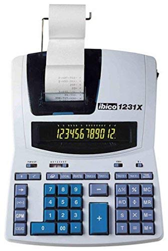 Rexel IB404009 Tischrechner 1231X mit Netzanschluss, 230 x 300 x 75 mm, negative Zahlen in rot, Zweifarbige Anzeige, lichtgrau/blau von Ibico