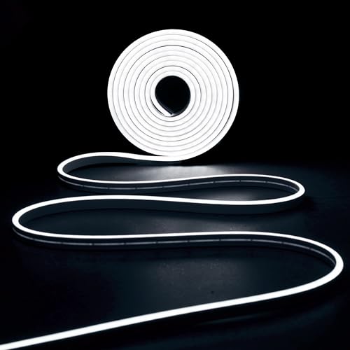 IBIZA - NEON500-CW - LED Neon Strip Light Cool White 5 Meter - Silikon - IP65 - Schneidbar und flexibel - Mit Hauptadapter - Personalisierbare Neon LED von Ibiza