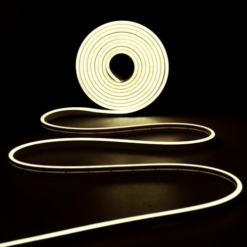 IBIZA - NEON500-WW - LED Neon Strip Light Warm White 5 Meter - Silikon - IP65 - Schneidbar und flexibel - Mit Hauptadapter - Personalisierbare Neon LED von Ibiza