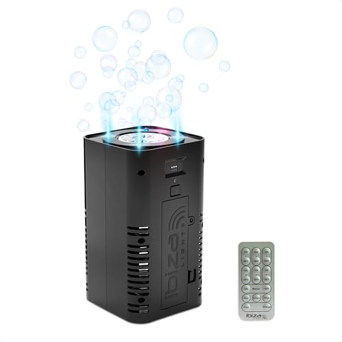Ibiza - BUBBLE-DREAM - Tragbare batteriebetriebene Seifenblasenmaschine mit farbigen RGB-LEDs - Synchronisation zwischen mehreren Maschinen - Beleuchtete Seifenblase - Fernbedienung von Ibiza