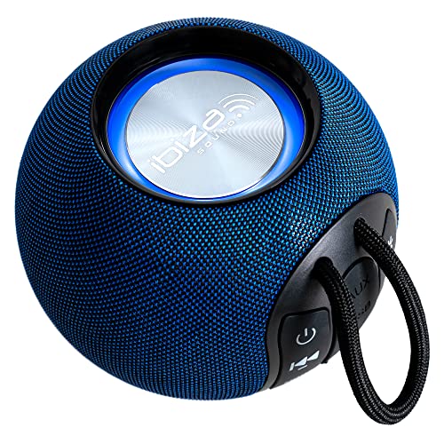 Ibiza - Boomy - Batteriebetriebener 2,5" Bluetooth 360° tragbarer runder Lautsprecher mit LED-Lichtringen und TWS-Funktion - Midnight Blue von Ibiza