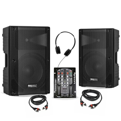 Ibiza - DJ Ibiza 2 Aktiv-Lautsprecher XTK15A-MKII 15 Zoll 600 W – Mischpult Bluetooth DJM150USB-BT USB – Kopfhörer – Kabel – Deejay von Ibiza