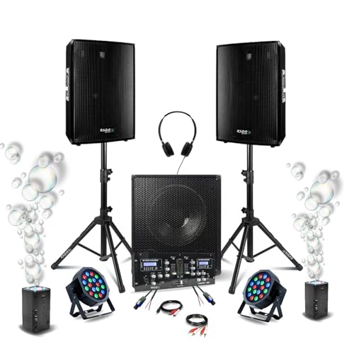 Ibiza - DJ-Set Sono 2 Lautsprecher Ibiza DISCO15B 700 W – Gehäuse 800 W SUB15A – Mischpult DJM250BT-MKII – 2 pro RGB – 2 Seifenblasenmaschinen von Ibiza