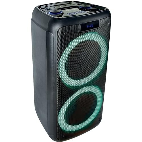 Ibiza - FREESOUND400 - Batteriebetriebener tragbarer Lautsprecher mit Bluetooth, USB, SD und AUX-IN mit Umgebungs-LEDs - 400W - Schwarz von Ibiza