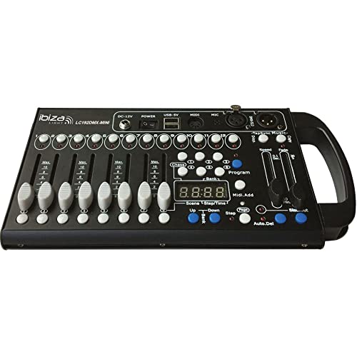 Ibiza - LC192DMX-MINI - 192-Kanal-DMX-Controller mit 12 Scannern zu je 16 Kanälen - Rackfähig 19" - Schwarz von Ibiza