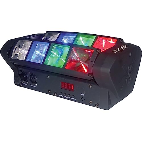 Ibiza - LED8-MINI - Minispinne mit RGBB-Lichteffekt und 4 dynamischen Strahlern - Schwarz von Ibiza
