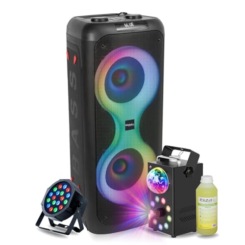 Ibiza - Lautsprecher-Set mit Akku, 700 W, Bluetooth, USB, SD, TWS Ibiza Sound COLUMBA700 – Nebelmaschine, LED, Foggy-Astro – Projektor durch RGB Ibiza - Lautsprecher-Set mit Akku, 700 W, Bluetooth, USB, SD, TWS Ibiza Sound COLUMBA700 – Nebelmaschine, LED, Foggy-Astro – Projektor durch RGB von Ibiza