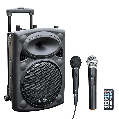 Ibiza - PORT10VHF-BT - Tragbarer Lautsprecher 10"/500W MAX mit 2 Mikrofonen (kabelgebunden und VHF), Fernbedienung und Schutzhülle - Bluetooth, USB, SD - 5 bis 7h Batterielaufzeit - Speaker Box von Ibiza