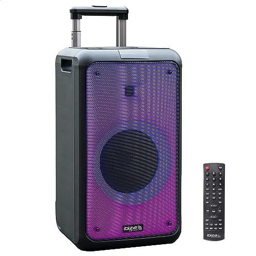 Ibiza - Street-Wave - Tragbarer batteriebetriebener 8"/400W-Lautsprecher mit Bluetooth, USB und microSD - Wave-LED-Effekt und TWS-Funkverbindung - Schwarz von Ibiza